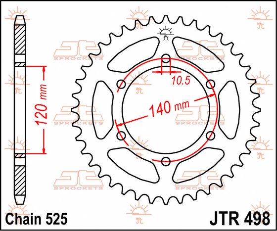 530146JT JT Sprockets galinė žvaigždutė 46 danties žingsnis 525 jtr49846