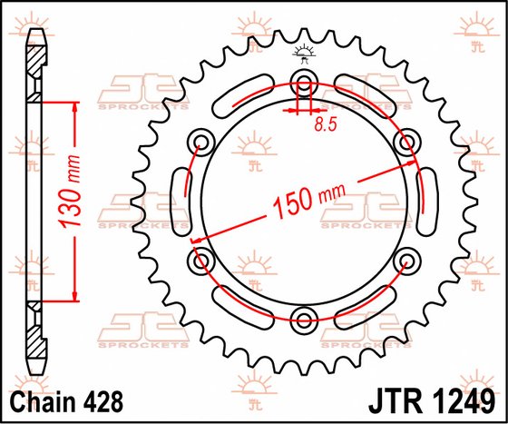 437451JT JT Sprockets galinė žvaigždutė 51 danties žingsnis 428 jtr124951