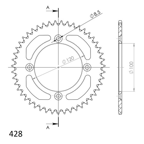 15104AB47 Supersprox supersprox alu galinė žvaigždutė su/ya rm80/85/yz80/85 mėlyna 47