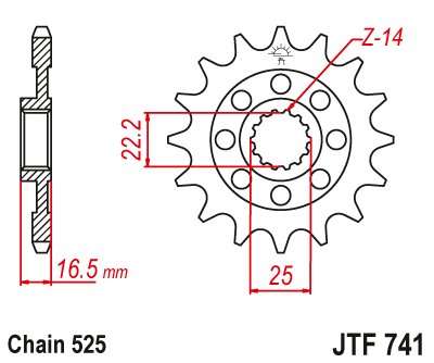 211414JT JT Sprockets priekinė žvaigždutė