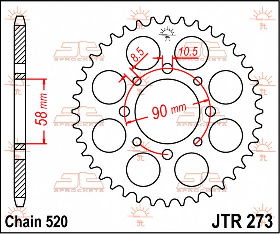 27944JT JT Sprockets galinė žvaigždutė 44 dantų žingsnis 520 jtr27344