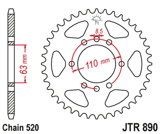 274-R890-45ZBK JT jt galinė žvaigždutė zbk - juodas cinkas jtr890.45zbk