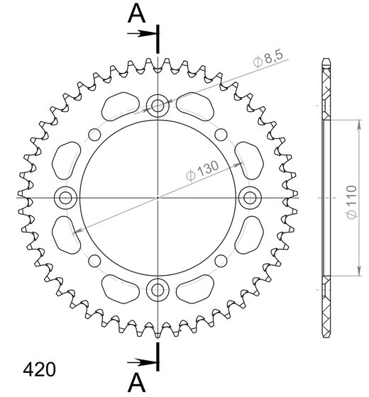 30455AK47 Supersprox supersprox alu galinė žvaigždutė ka/su kx65 00-/rm65 03-05 juoda 47