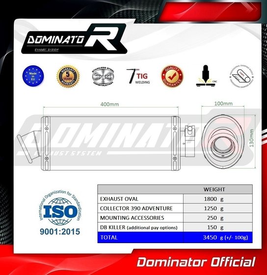 KT062DA-S Dominator exhaust full system silencer oval