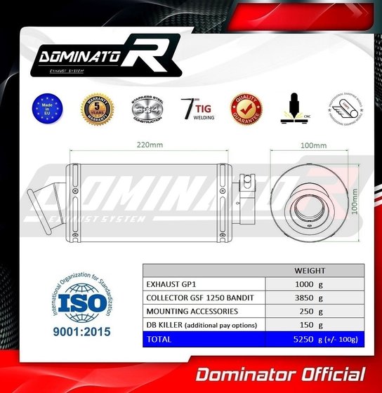 SU103DC-S Dominator full exhaust system silencer gp1