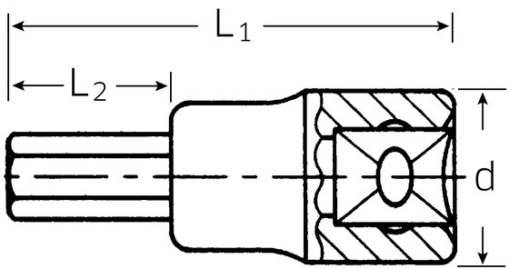 STAHLWILLE lizdas 3/8" 6mm inhex iš legiruoto plieno, chromuotas