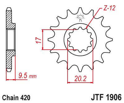 JTF1906 JT Sprockets plieninė priekinė žvaigždutė