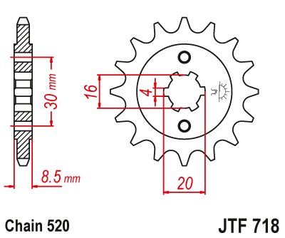 JTF718 JT Sprockets plieninė priekinė žvaigždutė