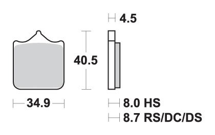 870HS SBS sukepintos stabdžių trinkelės