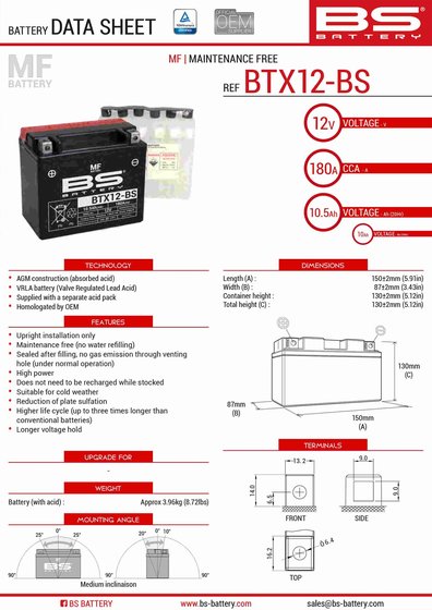 BS BATTERY btx12-bs akumuliatorius