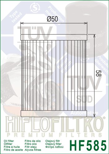 HF585 Hiflofiltro alyvos filtras