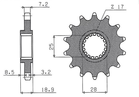 SUN42215 SUNSTAR SPROCKETS priekinė žvaigždutė