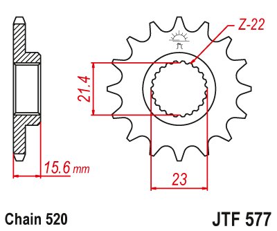 JTF577 JT Sprockets plieninė priekinė žvaigždutė