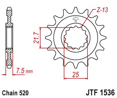 JTF1536 JT Sprockets plieninė priekinė žvaigždutė