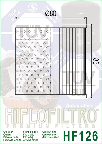 20-HF126 Hiflofiltro "hiflo" alyvos filtras hf126