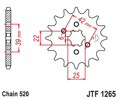 JTF1265 JT Sprockets plieninė priekinė žvaigždutė