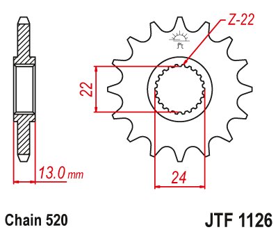 JTF1126 JT Sprockets plieninė priekinė žvaigždutė