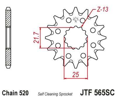 56514JT JT Sprockets priekinė lenktyninė žvaigždutė 14 dantų žingsnis 520 jtf56514sc