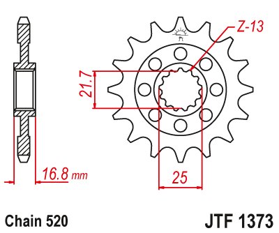 JTF1373 JT Sprockets plieninė priekinė žvaigždutė