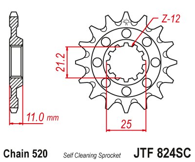 72713JT JT Sprockets priekinė lenktyninė 13 dantukų žvaigždutė 520 jtf82413sc