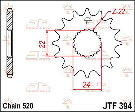 40617JT JT Sprockets priekinė žvaigždutė 17 dantų žingsnis 520 jtf39417