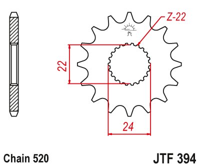 40617JT JT Sprockets priekinė žvaigždutė 17 dantų žingsnis 520 jtf39417