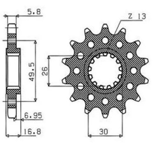 SUN39316 SUNSTAR SPROCKETS priekinė žvaigždutė