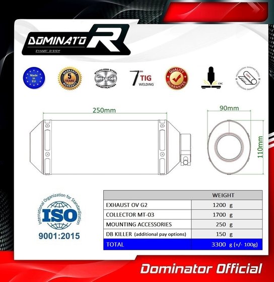 YA149DA-S Dominator full exhaust system silencer ov g2