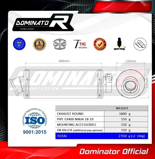 KA062DST-S Dominator exhaust silencer round