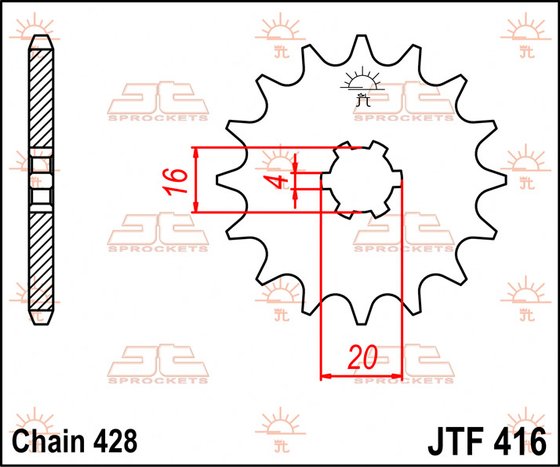 41614JT JT Sprockets priekinė žvaigždutė