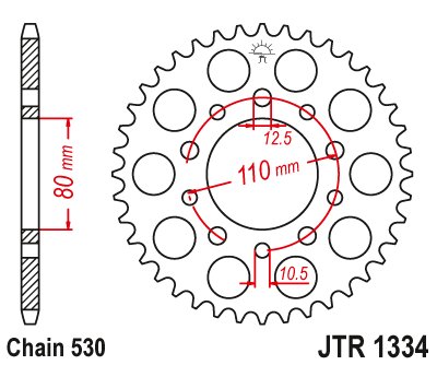 33446JT JT Sprockets galinė žvaigždutė 46 dantukų žingsnis 530