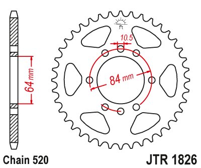 430239JT JT Sprockets galinė žvaigždutė 39 danties žingsnis 520 jtr182639