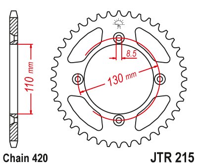 430650JT JT Sprockets galinė žvaigždutė 50 dantukų žingsnis 420