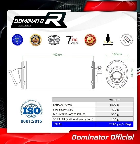 MG002DA-S Dominator exhaust silencer oval