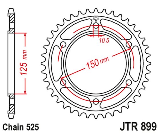 445442JTZBK JT Sprockets galinė žvaigždutė 42 dantukų žingsnis 525 juoda jtr89942zbk