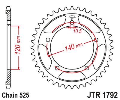 439842JT JT Sprockets galinė žvaigždutė 42 danties žingsnis 525 jtr179242