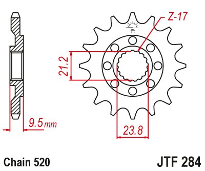 34212JT JT Sprockets priekinė žvaigždutė 12t 520 žingsnio jtf28412