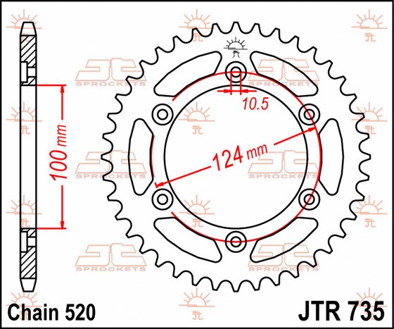 102743JT JT Sprockets galinė žvaigždutė 43 danties žingsnis 520 jtr73543