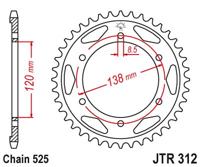 25340JT JT Sprockets galinė žvaigždutė 40 dantukų žingsniu 525