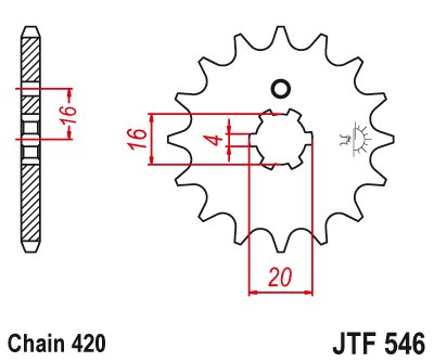 56012JT JT Sprockets priekinė žvaigždutė 12 dantukų žingsnis 420 jtf54612