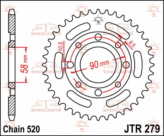 27933JT JT Sprockets galinė žvaigždutė 33t žingsnis 520 juoda