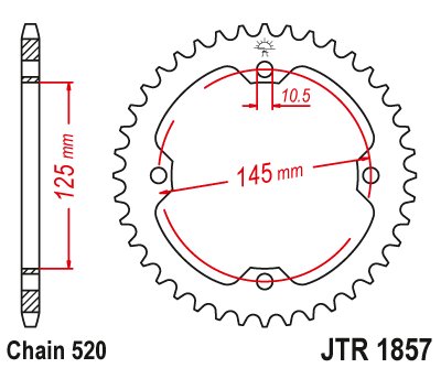 458836JT JT Sprockets galinė žvaigždutė 36 dantukų žingsnis 520 jtr185736