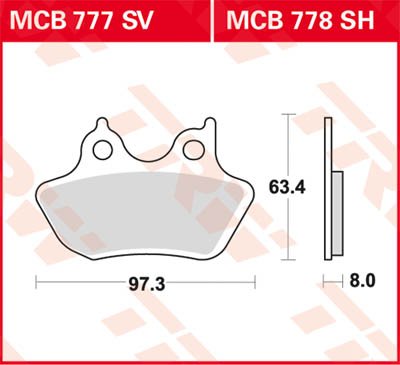 MCB777SV TRW sukepinto metalo stabdžių trinkelės