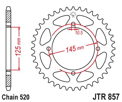 85747JT JT Sprockets galinė žvaigždutė 47 danties žingsnis 520 jtr85747