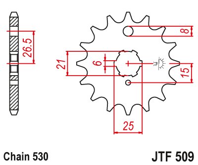 50915JT JT Sprockets priekinė žvaigždutė 15 dantukų 530 jtf50915