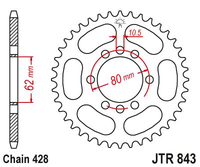 84349JT JT Sprockets galinė žvaigždutė 49 danties žingsnis 428 jtr84349