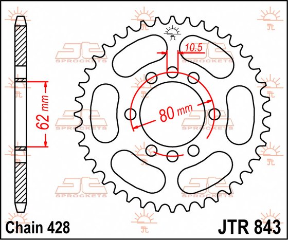 84349JT JT Sprockets galinė žvaigždutė 49 danties žingsnis 428 jtr84349