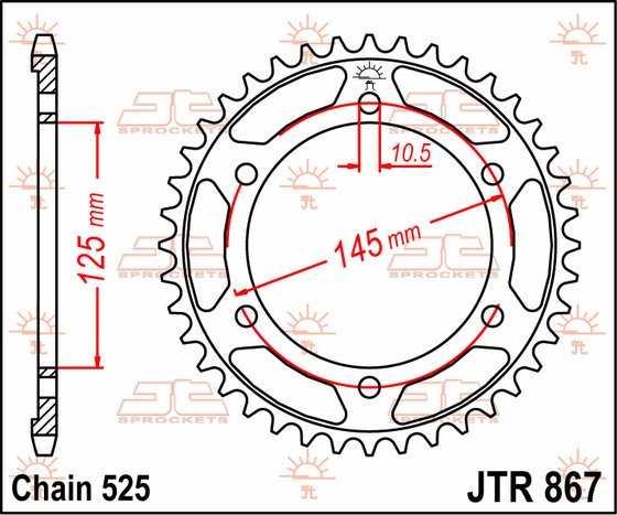 86943JT JT Sprockets galinė žvaigždutė 43 danties žingsnis 525 jtr86743