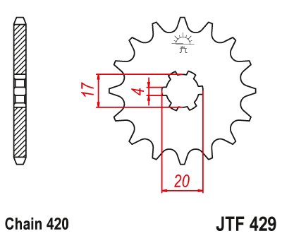 JTF429 JT Sprockets plieninė priekinė žvaigždutė