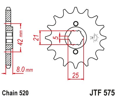 JTF575 JT Sprockets plieninė priekinė žvaigždutė